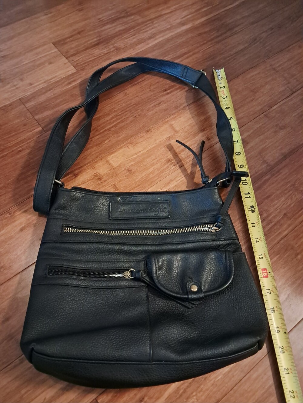 America Eagle black Leather Crossbody Bag -